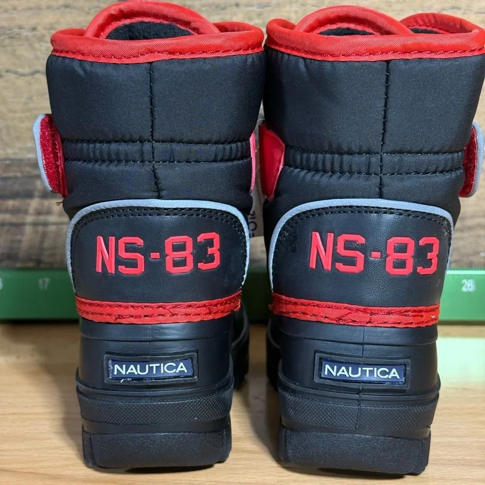 Nautica Kids Black and Red Snow Boots